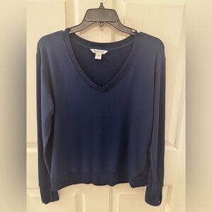 Athleta Sunrise V Neck Sweatshirt - Navy Blue -Small
